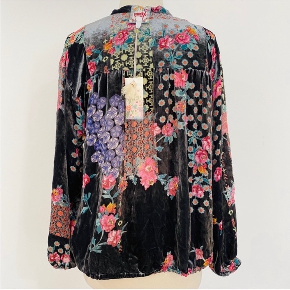 Johnny Was beautiful bohemian velvet floral blouse NWT - Picture 7 of 13